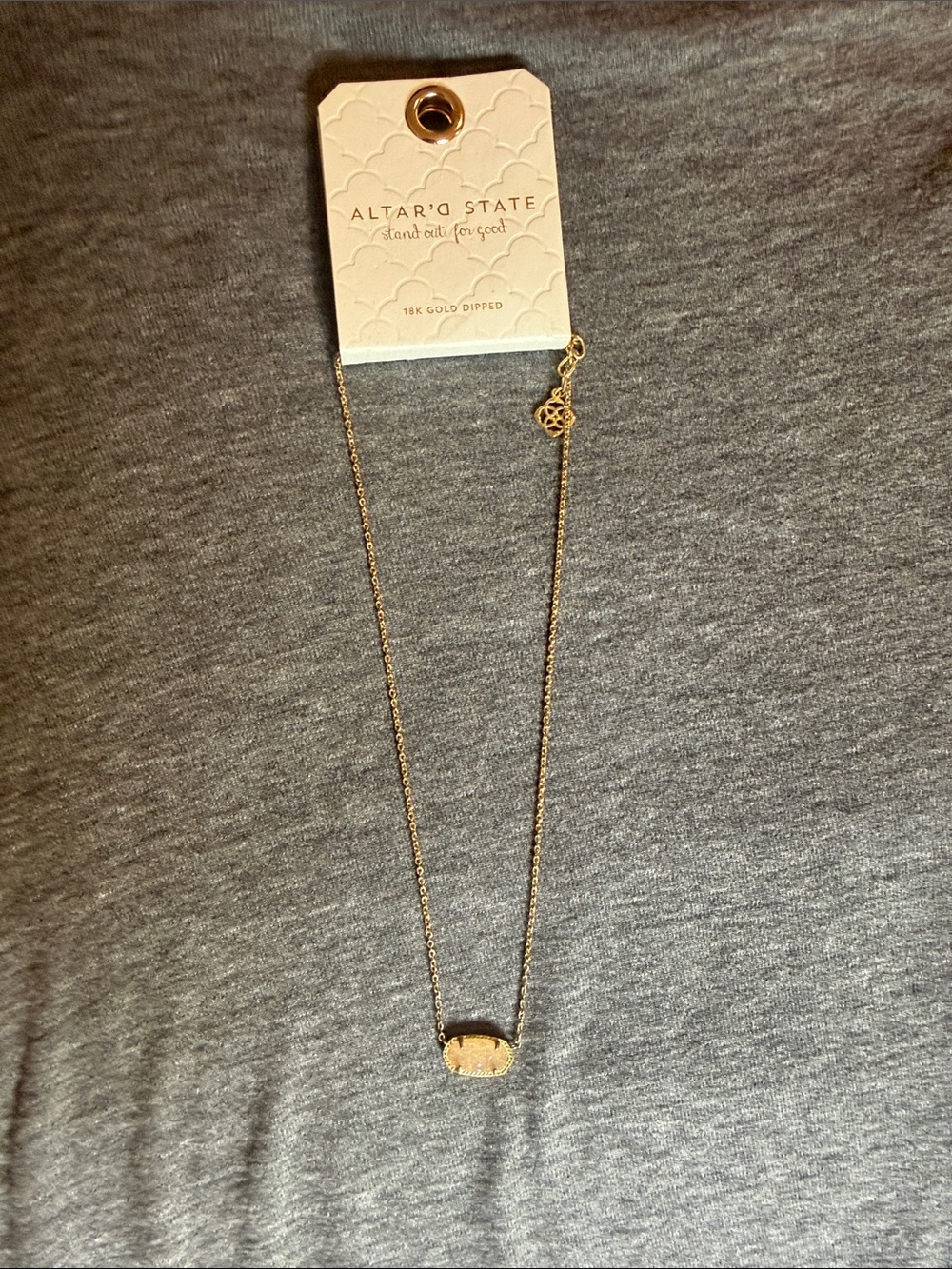 Altar'd State Gold Oval Pendant Necklace